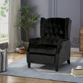 Mid-Century Wingback Push-Back Recliner with Button-Tufted Velvet Upholstery & Footrest