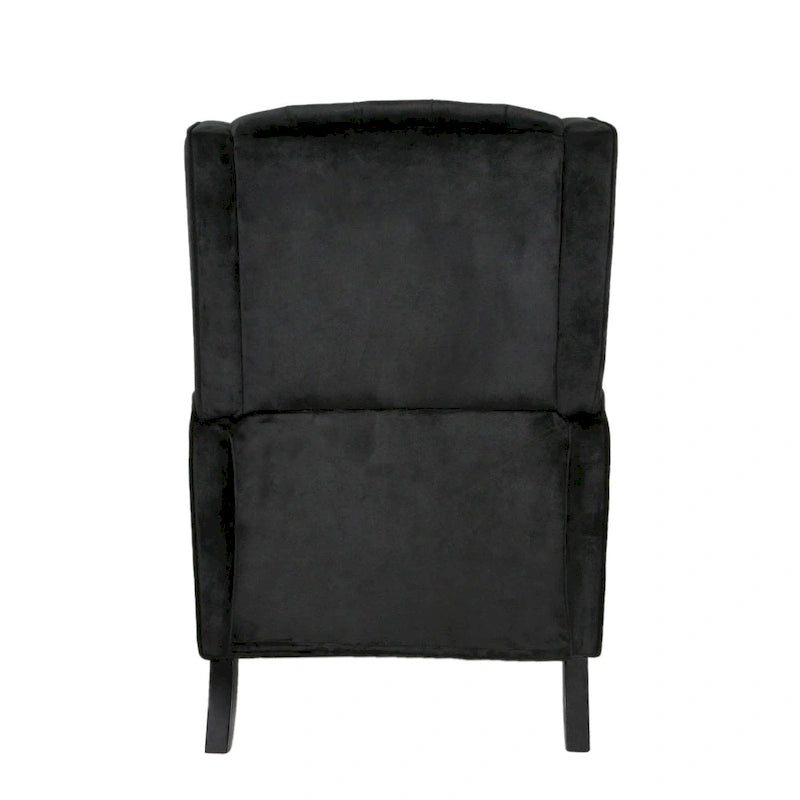 Mid-Century Wingback Push-Back Recliner with Button-Tufted Velvet Upholstery & Footrest