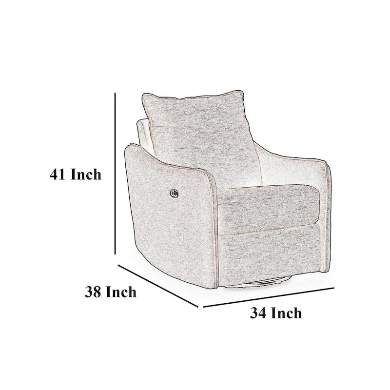 Power Swivel Recliner Chair with Pillow Back, USB Port & High-Resilience Foam Cushions, Gray