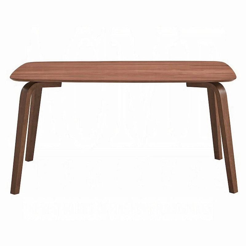 59" Rectangular Solid Wood Dining Table with Tapered Bent Legs – Walnut Brown