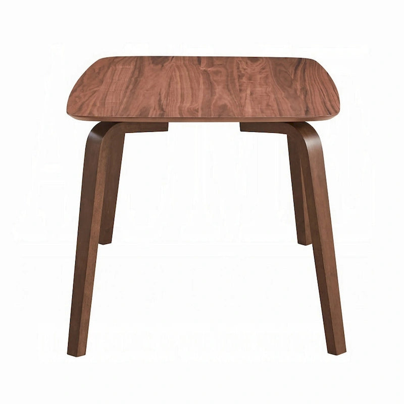59" Rectangular Solid Wood Dining Table with Tapered Bent Legs – Walnut Brown