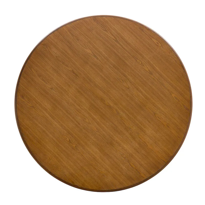 46.5" Round Dining Table with Metal Base – Warm Veneer Finish