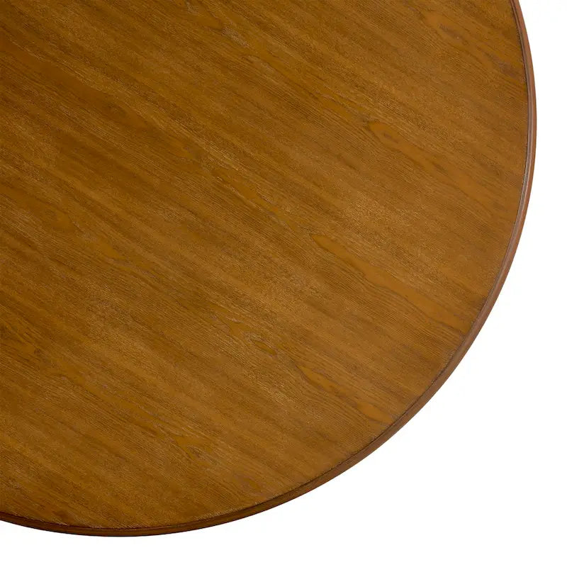 46.5" Round Dining Table with Metal Base – Warm Veneer Finish