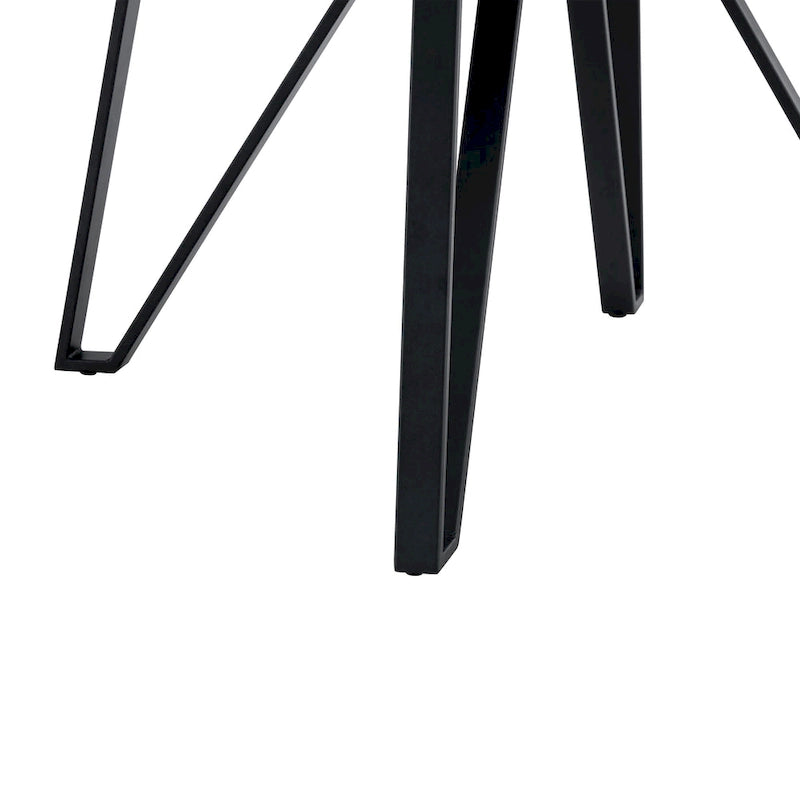 46.5" Round Dining Table with Metal Base – Warm Veneer Finish