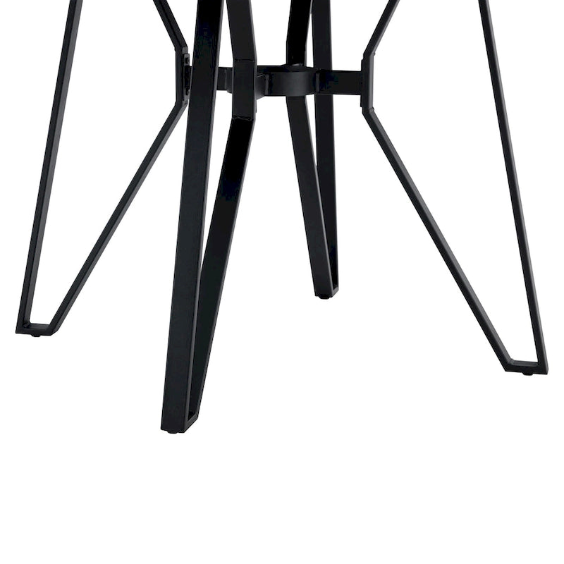 46.5" Round Dining Table with Metal Base – Warm Veneer Finish