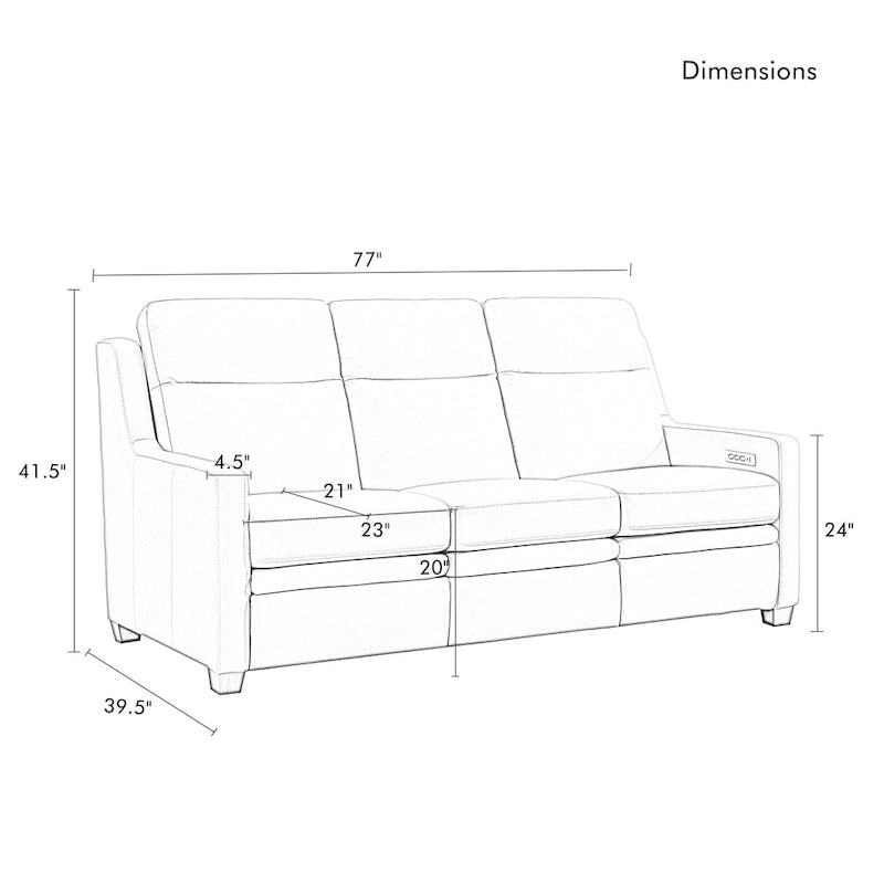 Power Reclining 3-Seat Sofa with Adjustable Headrest, Lumbar Support & USB Charging Ports