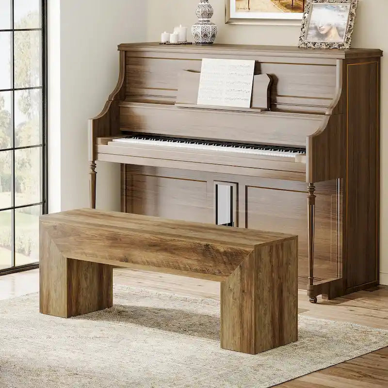 47-Inch Solid Wood Indoor Bench – Oak Brown, Multi-Purpose