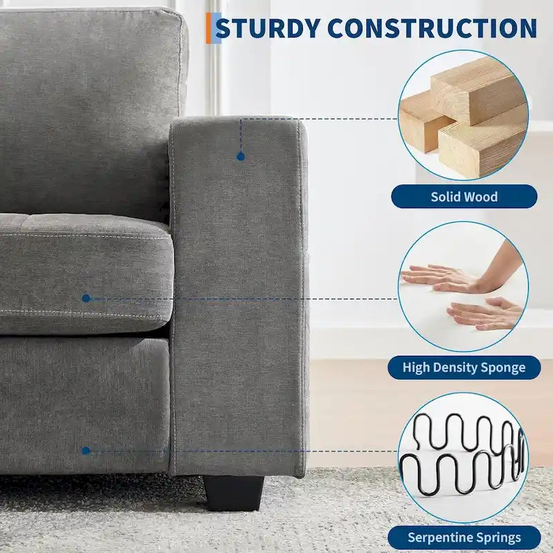 70-Zoll-Zweisitzer-Sofa aus Chenille mit USB- und Type-C-Ladefunktion, Aufbewahrungstaschen und abnehmbarem Bezug