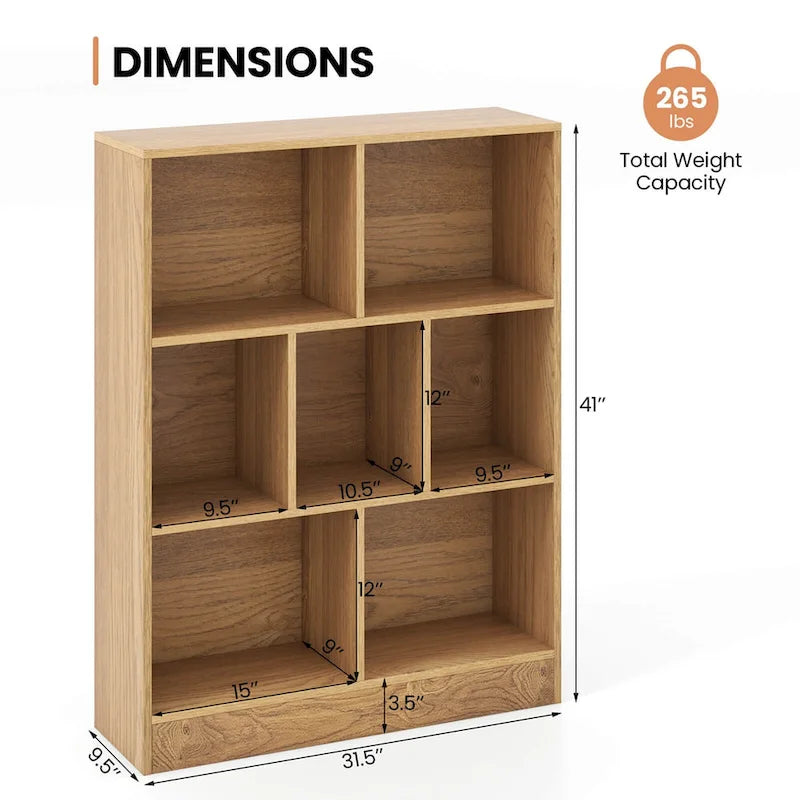 7-Cube Kids Bookcase & Toy Storage Organizer with Anti-Toppling Kits, 41-Inch