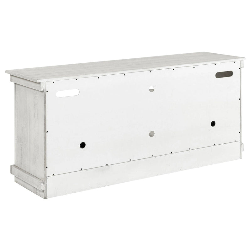 60-Inch TV Stand Media Cabinet with 2 Doors & 4 Open Shelves – Distressed White