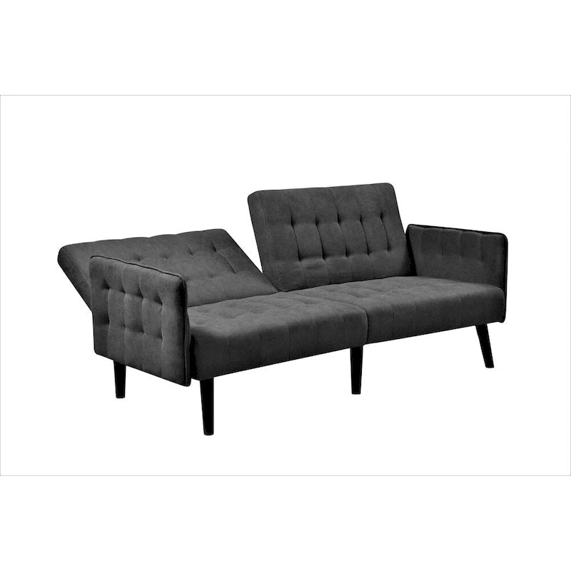Convertible Sofa Bed with Biscuit Tufting, Contrast Stitching & Tapered Block Legs