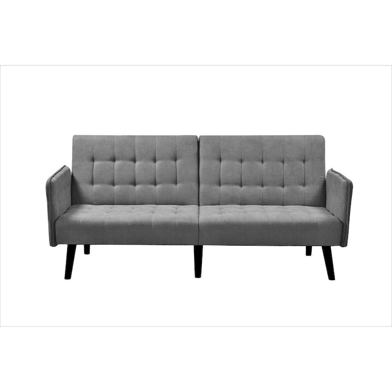 Convertible Sofa Bed with Biscuit Tufting, Contrast Stitching & Tapered Block Legs