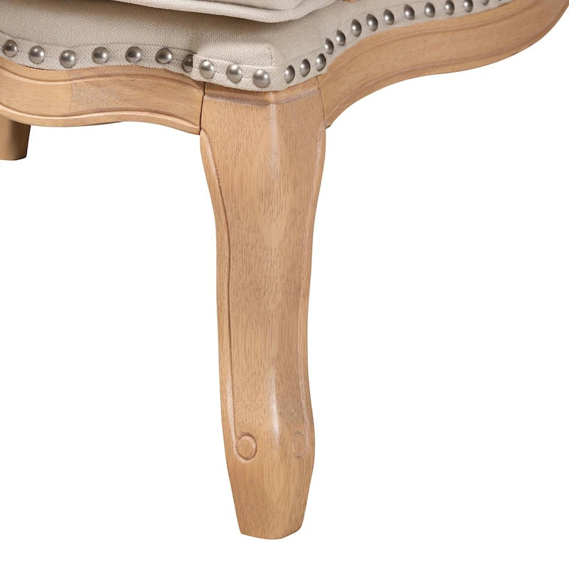 Traditional French-Style Accent Chair with Floral Cushion, Cabriole Legs & Nail Head Trim