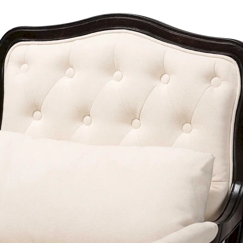 Traditional French-Style Accent Chair with Floral Cushion, Cabriole Legs & Nail Head Trim