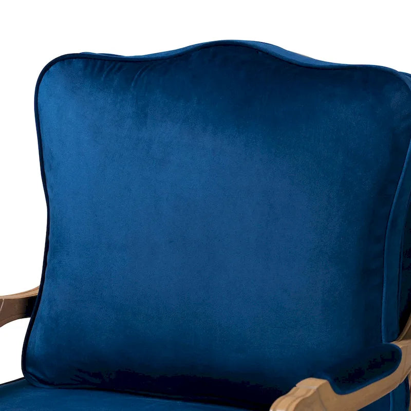 Traditional French-Style Accent Chair with Floral Cushion, Cabriole Legs & Nail Head Trim