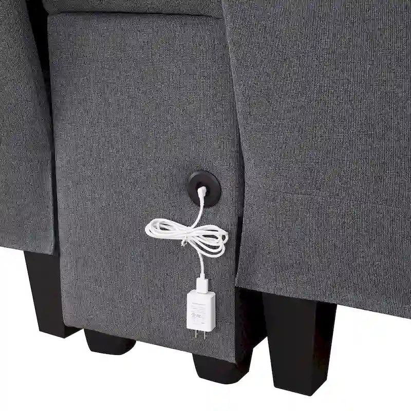4-Seat Upholstered Sofa with Center Console, Cup Holders, Storage Pockets & USB Wireless Charging