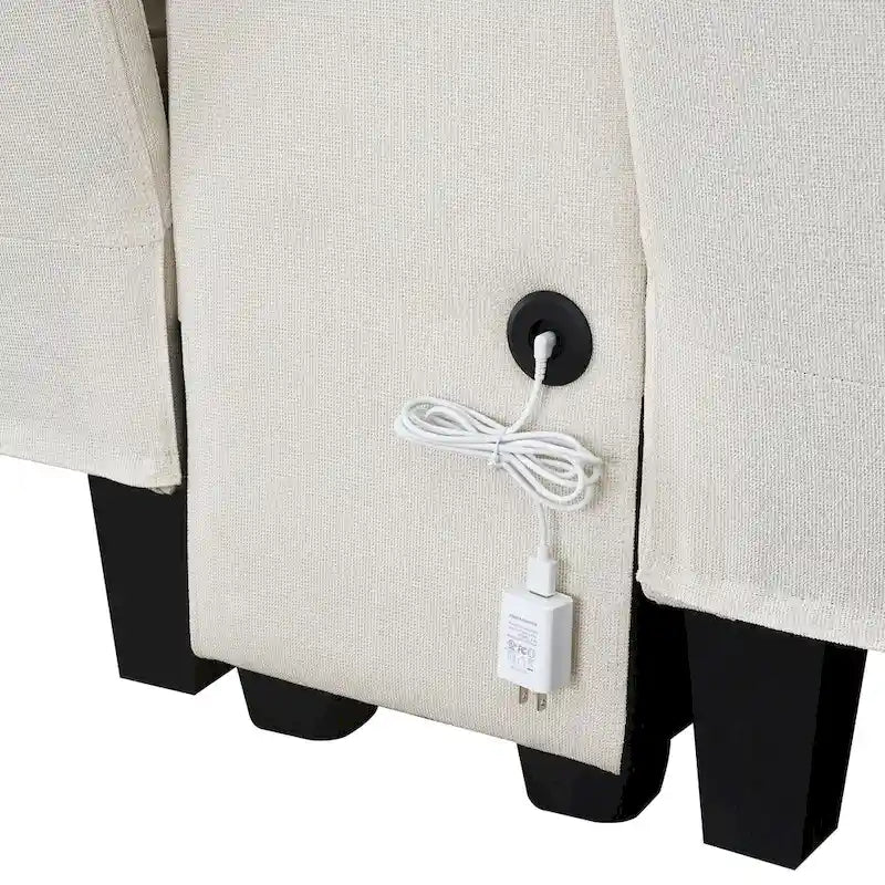 4-Seat Upholstered Sofa with Center Console, Cup Holders, Storage Pockets & USB Wireless Charging