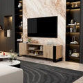 68.9-Inch Wood Grain TV Stand with Optional Electric Fireplace Insert & Cable Management