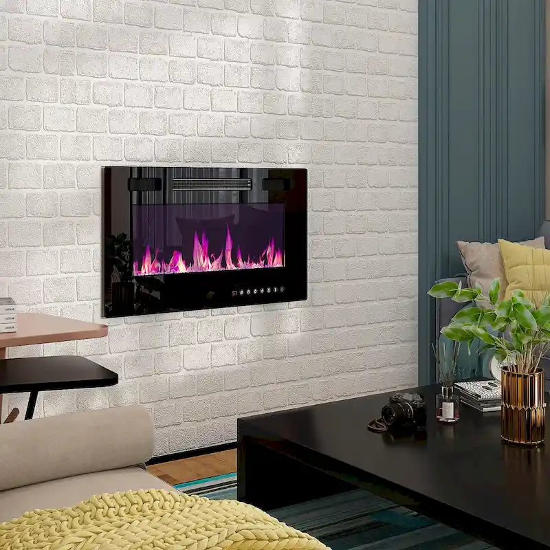 68.9-Inch Wood Grain TV Stand with Optional Electric Fireplace Insert & Cable Management