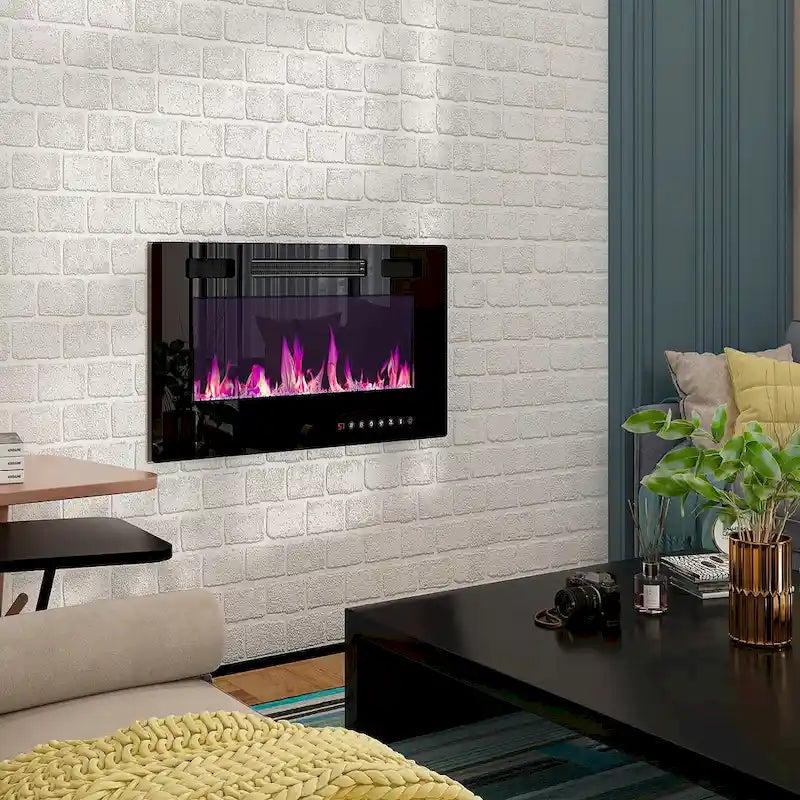 68.9-Inch Wood Grain TV Stand with Optional Electric Fireplace Insert & Cable Management