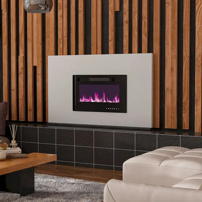 68.9-Inch Wood Grain TV Stand with Optional Electric Fireplace Insert & Cable Management