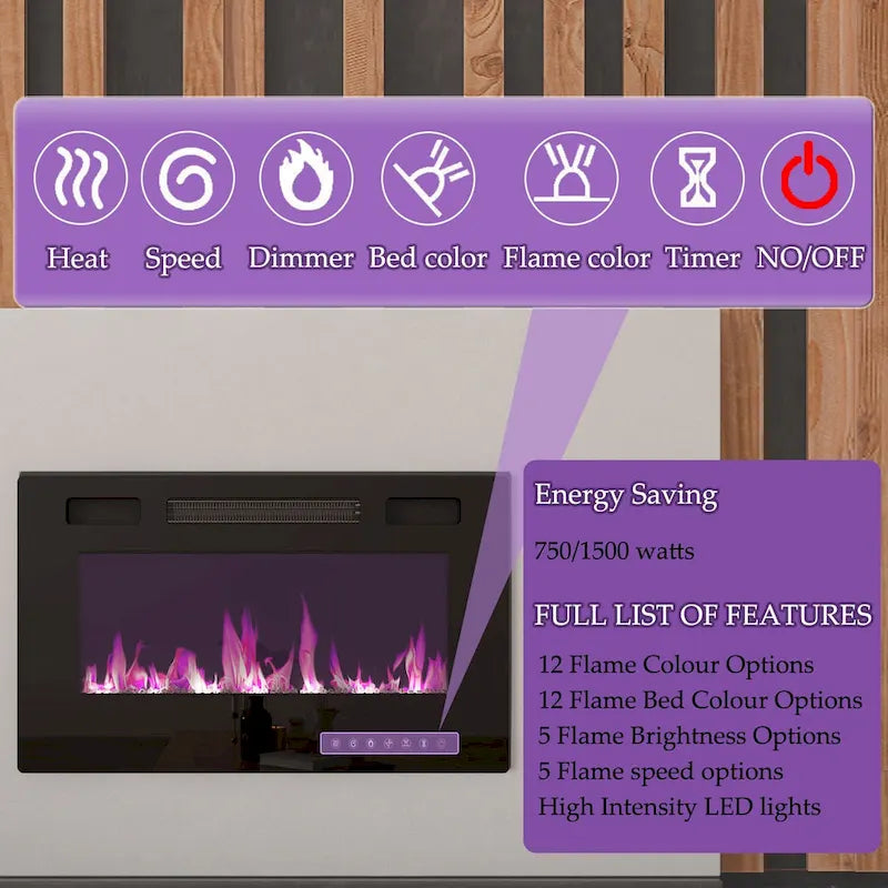 68.9-Inch Wood Grain TV Stand with Optional Electric Fireplace Insert & Cable Management