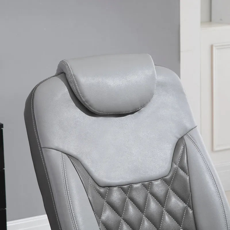 PU Leather Recliner Armchair with Footrest, Headrest & 360° Swivel Base for Living Room or Office