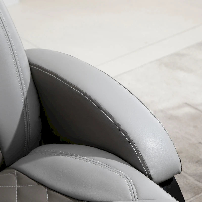 PU Leather Recliner Armchair with Footrest, Headrest & 360° Swivel Base for Living Room or Office