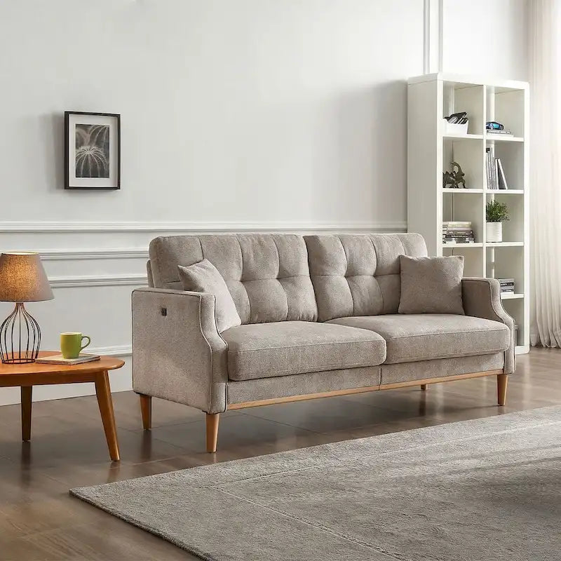 3-Seater Fabric Sofa with USB Charging Port