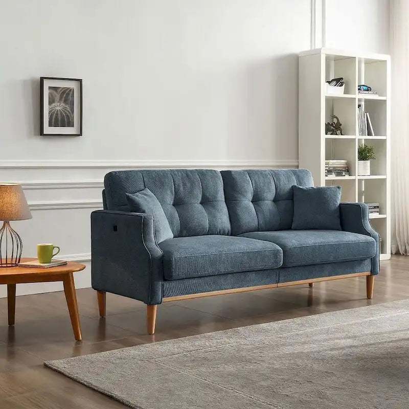 3-Seater Fabric Sofa with USB Charging Port