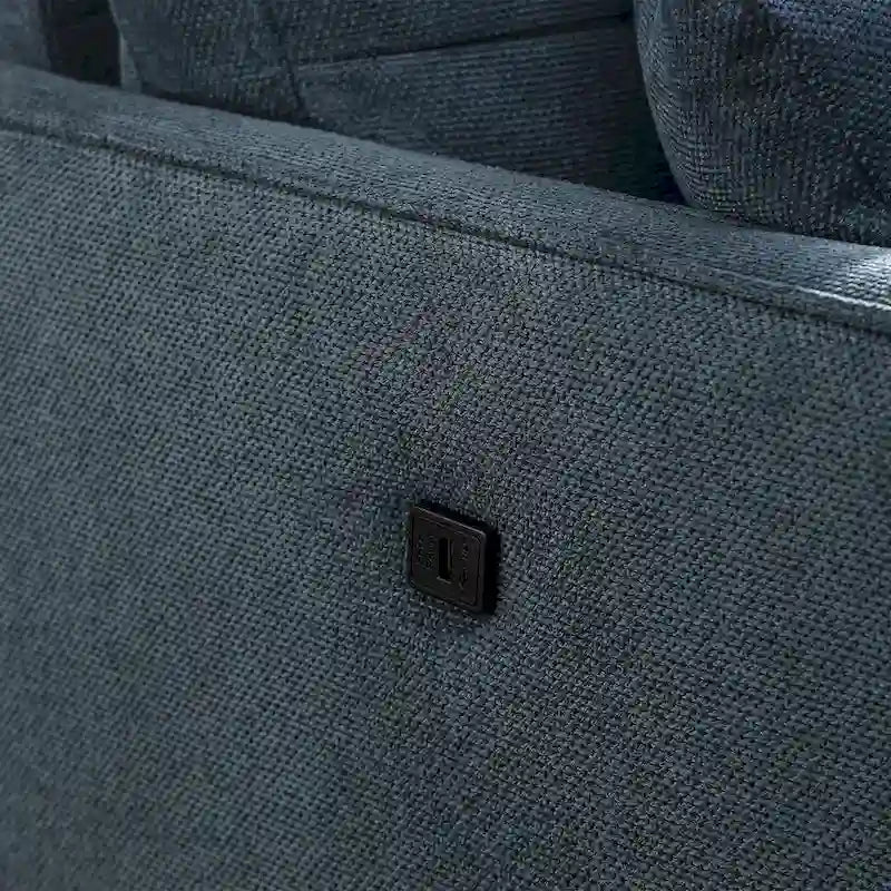 3-Seater Fabric Sofa with USB Charging Port