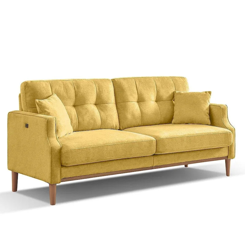 3-Seater Fabric Sofa with USB Charging Port