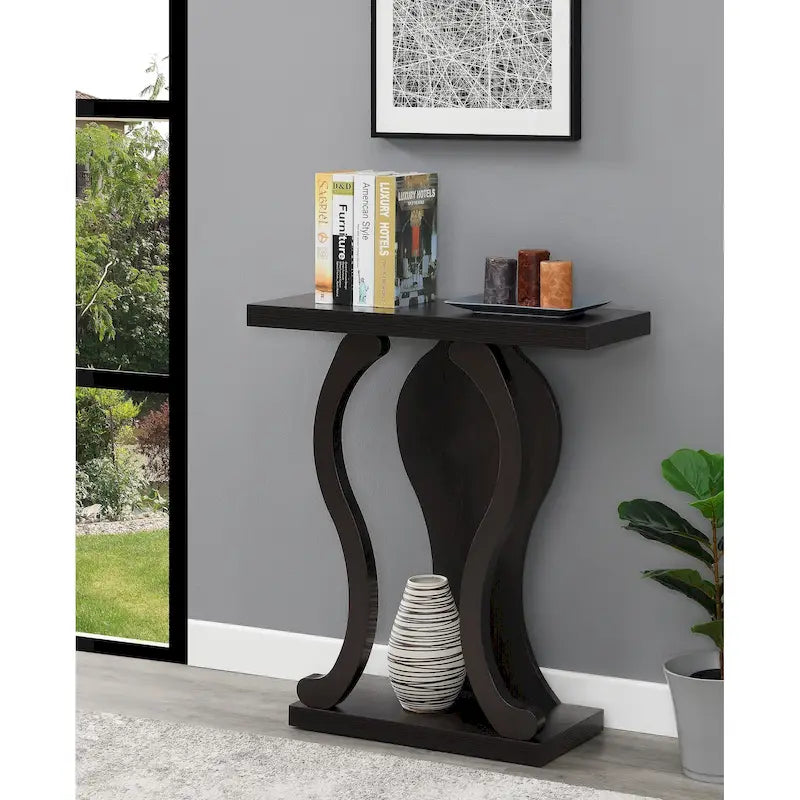 31.5-Inch Two-Tier Console Table with Bottom Shelf – Modern Arch Base
