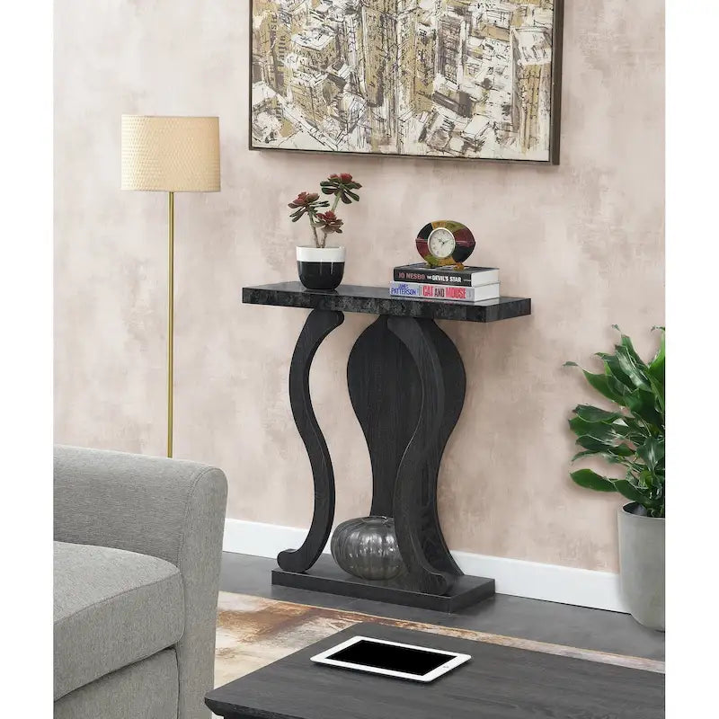 31.5-Inch Two-Tier Console Table with Bottom Shelf – Modern Arch Base