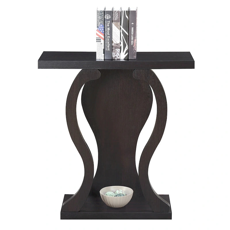 31.5-Inch Two-Tier Console Table with Bottom Shelf – Modern Arch Base