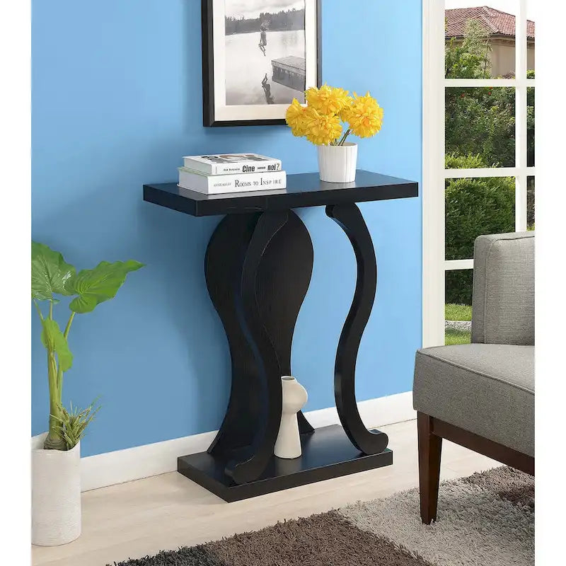 31.5-Inch Two-Tier Console Table with Bottom Shelf – Modern Arch Base