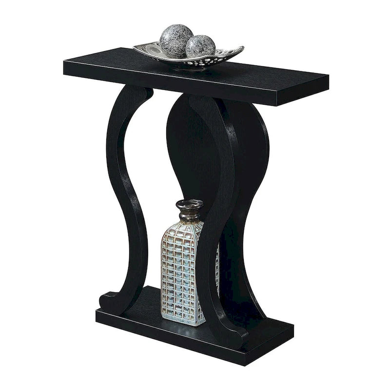 31.5-Inch Two-Tier Console Table with Bottom Shelf – Modern Arch Base