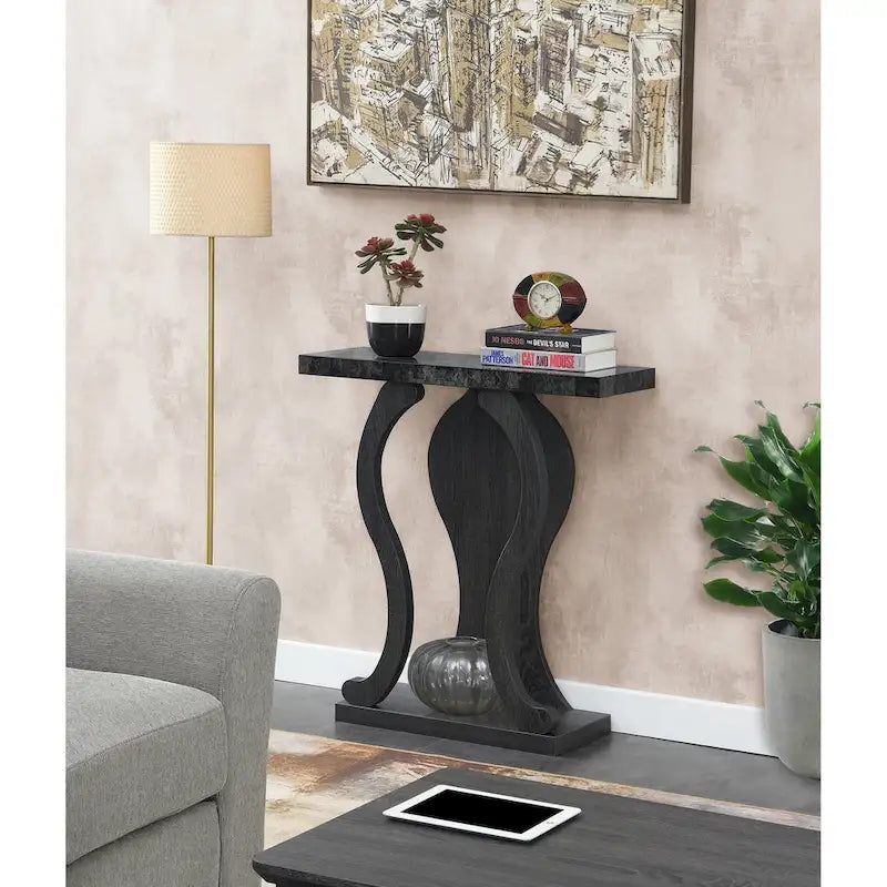 31.5-Inch Two-Tier Console Table with Bottom Shelf – Modern Arch Base