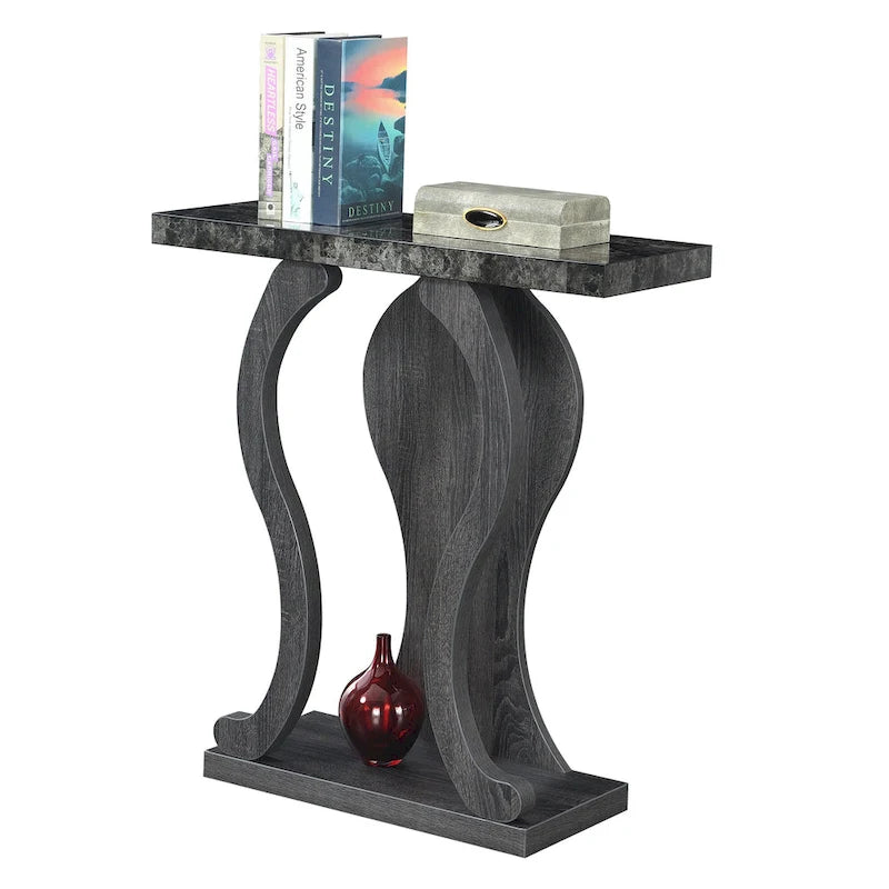 31.5-Inch Two-Tier Console Table with Bottom Shelf – Modern Arch Base