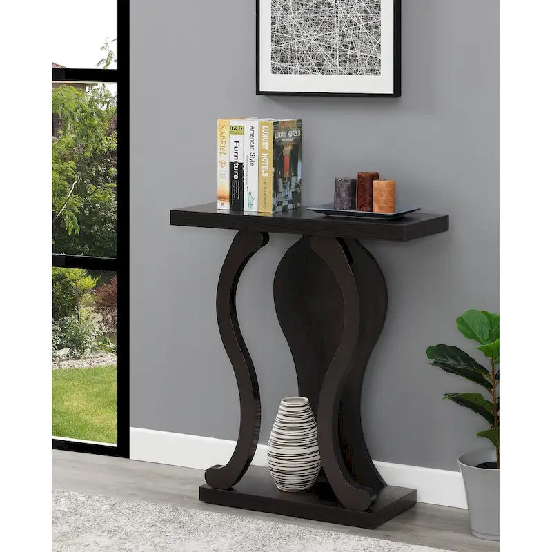 31.5-Inch Two-Tier Console Table with Bottom Shelf – Modern Arch Base