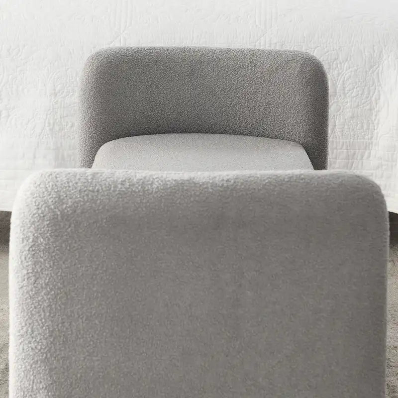 Modern Upholstered Bedroom Bench with Arch Wood Frame & Foam Padded Seat