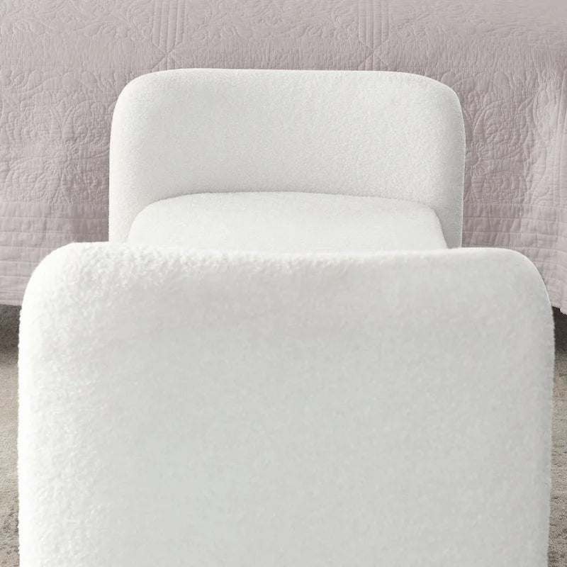 Modern Upholstered Bedroom Bench with Arch Wood Frame & Foam Padded Seat