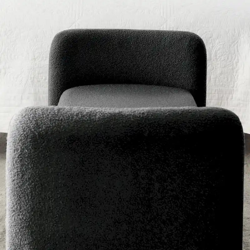 Modern Upholstered Bedroom Bench with Arch Wood Frame & Foam Padded Seat
