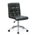 Adjustable Height Office Chair with Tufted PU Leather Seat & Caster Wheels, Armless Design