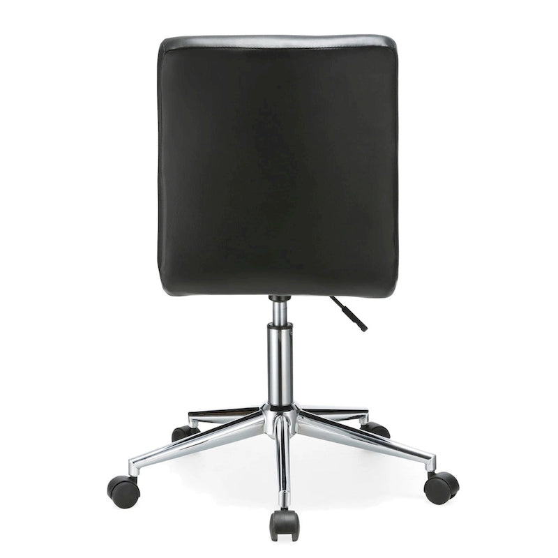 Adjustable Height Office Chair with Tufted PU Leather Seat & Caster Wheels, Armless Design