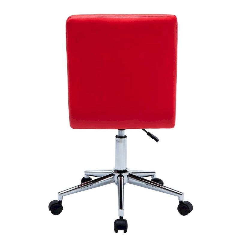 Adjustable Height Office Chair with Tufted PU Leather Seat & Caster Wheels, Armless Design