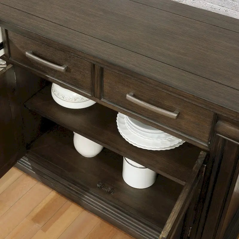60-Inch Transitional Sideboard Buffet Cabinet with 3 Drawers & 3 Cabinet Doors, Espresso