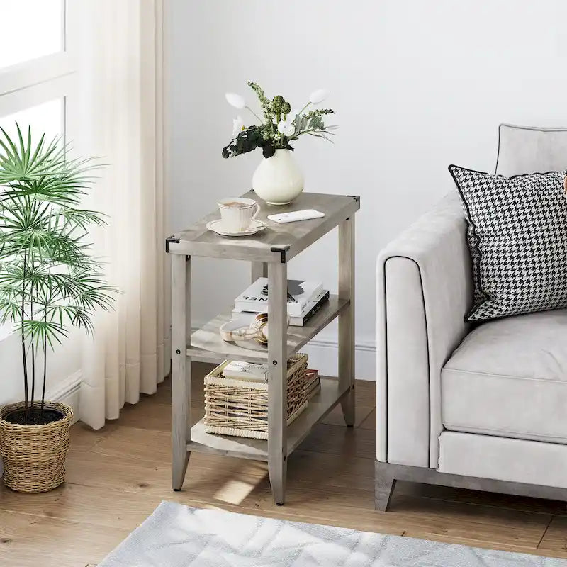 Farmhouse End Table 3 Tier Rustic Side Table
