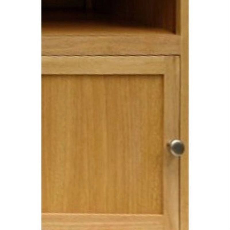Nightstand & End Table with Cabinet, Open Shelf – Natural Wood Finish