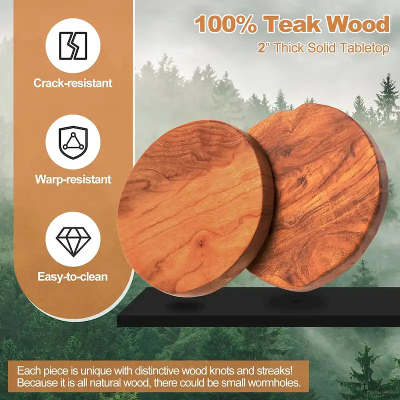 Reclaimed Teak Wood Live Edge Side Table with Metal Legs – Indoor & Outdoor